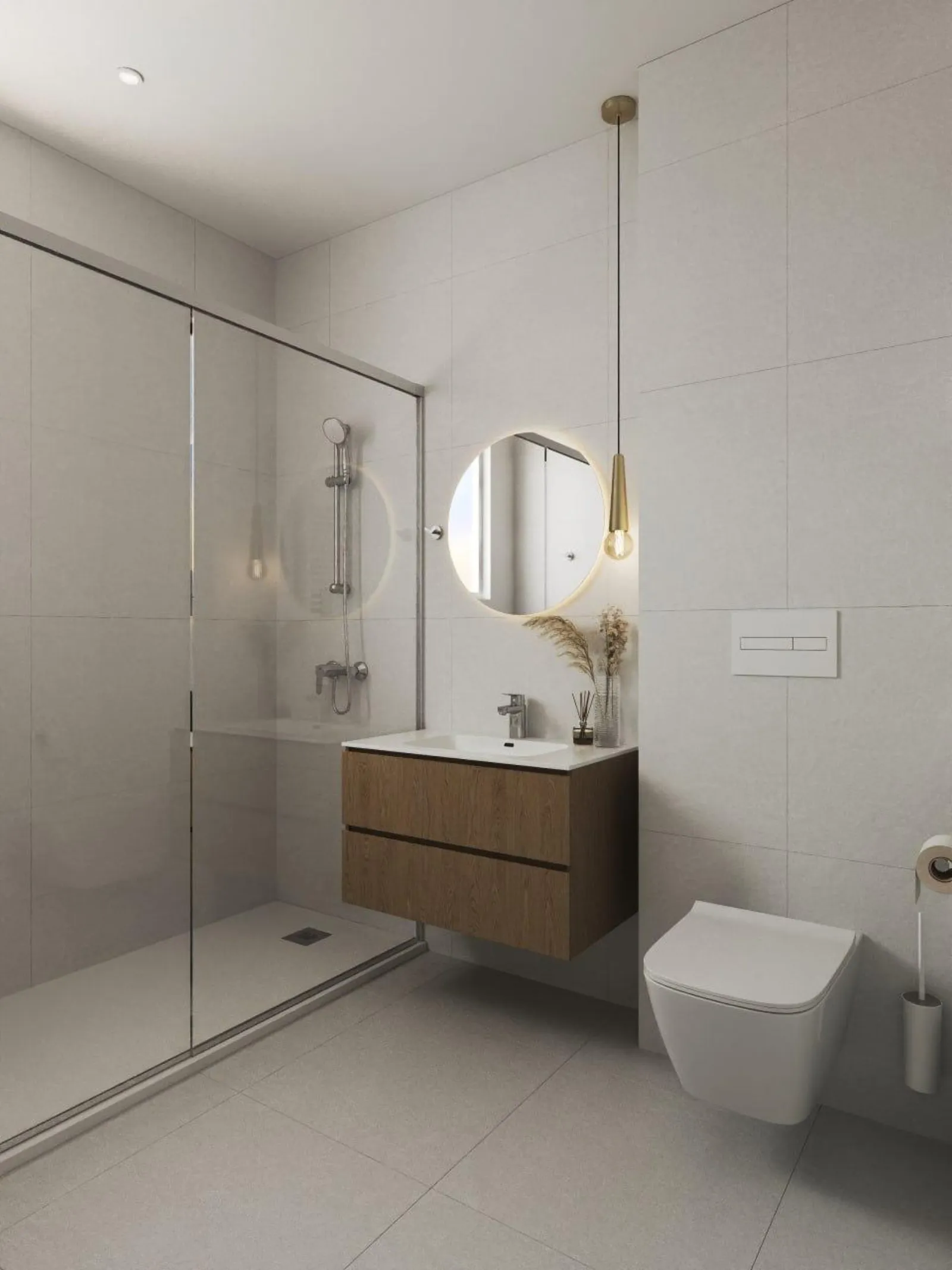 Diseño de baño Gran Formato Piedra Sinterizada en Quartell